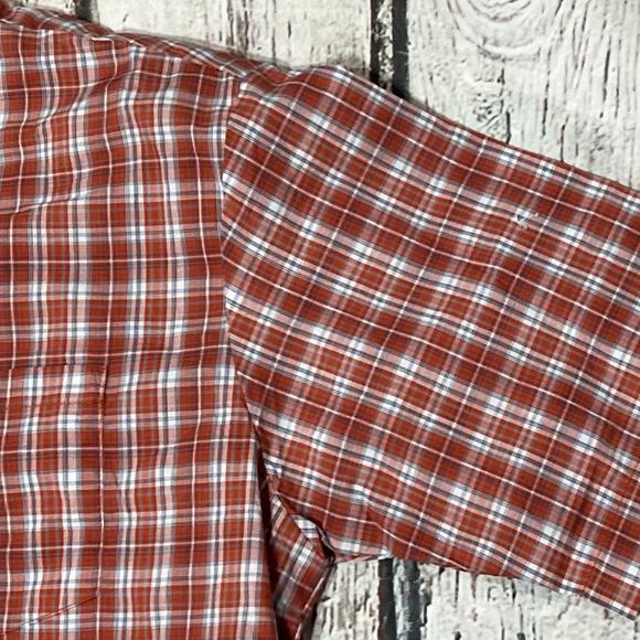 Wrangler Cowboy Rockabilly Wrinkle Resist Plaid Short Sleeve Mens Button Down - Picture 3 of 6